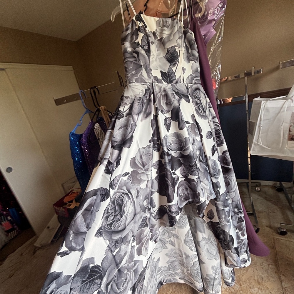 Speechless Black and White Floral High Low Dress
